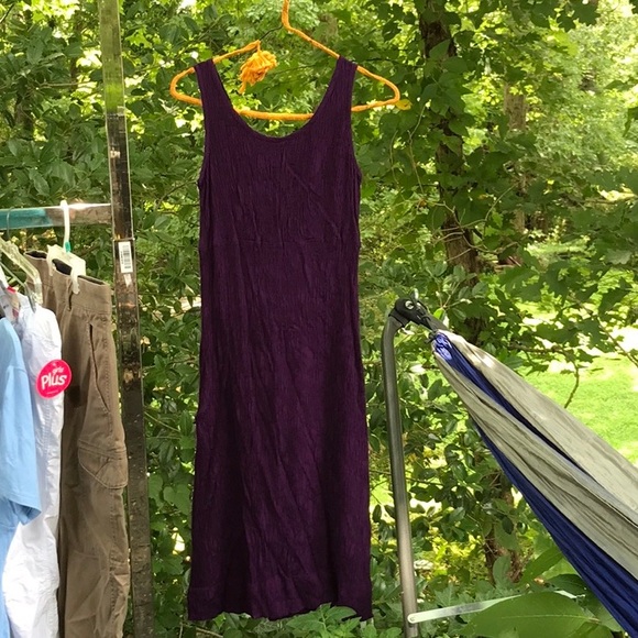 Connected Apparel Crinkle Tank Top Style Purple Dress 6 Rayon Dry Clean Wrinkle - Picture 4 of 11